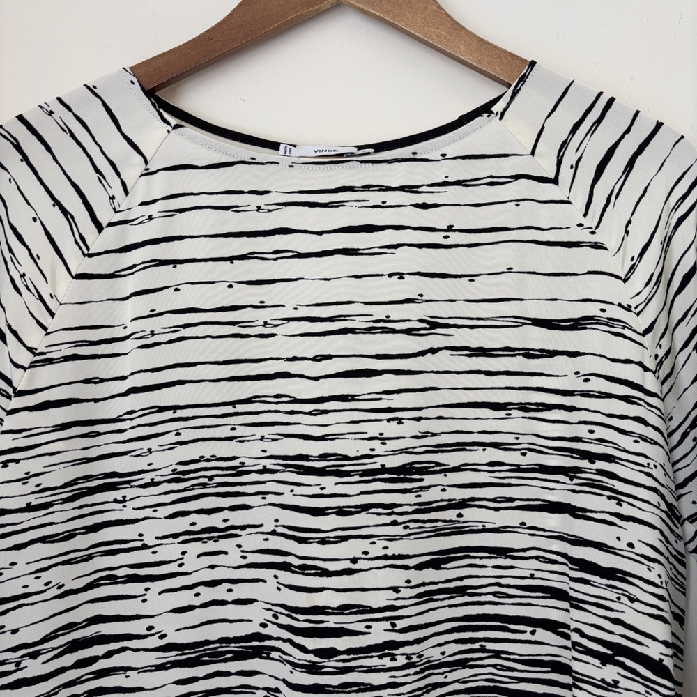 Vince White & Black Striped Silk Blouse XS Office Chic - Picture 3 of 10